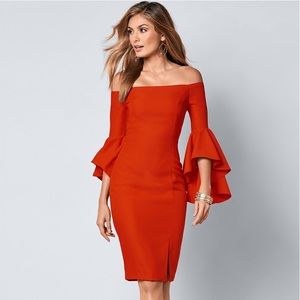 NEVER WORN Off the shoulder Orange Cocktail dress